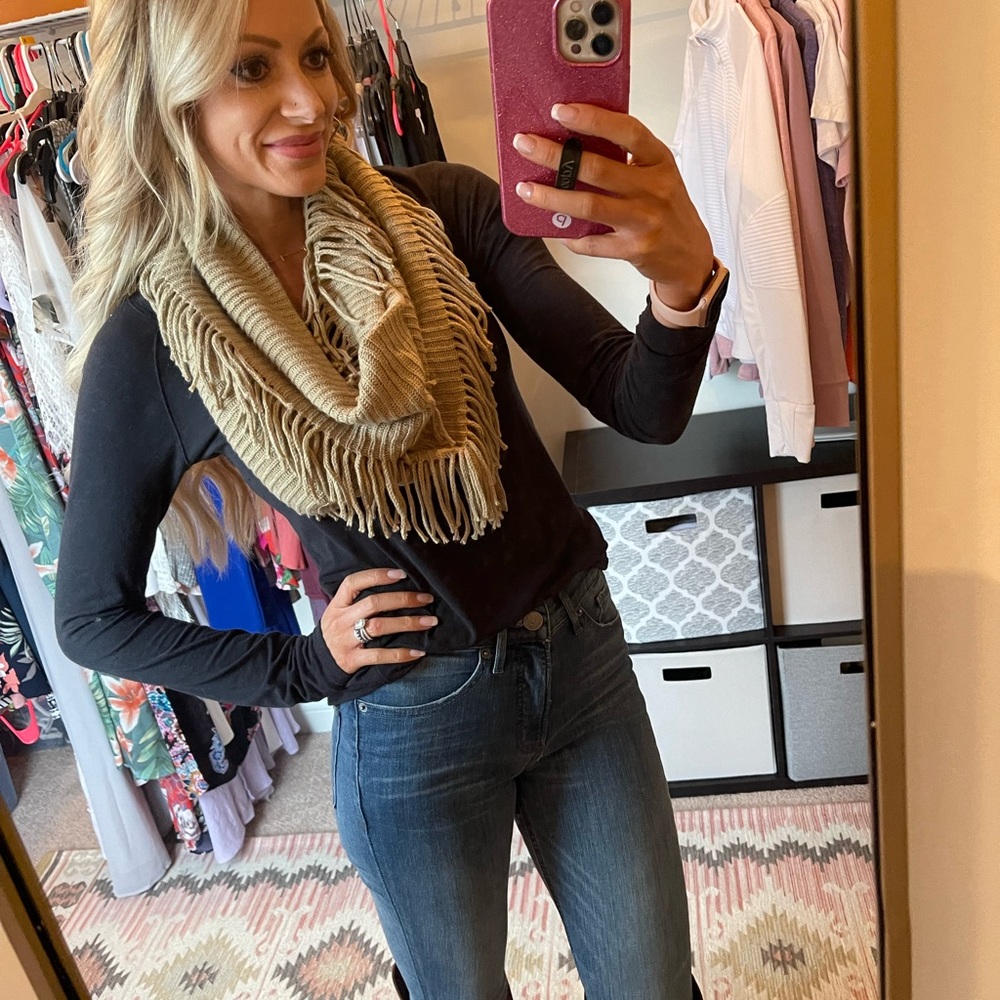 Fringe scarf BUNDLE - tan & black